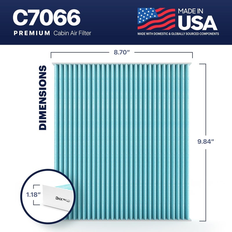 BNX TruFilter C7066 Cabin Air Filter, HEPA 99.97%, Compatible With Hyundai: Santa Fe, Sonata, Azera, Kia: Magentis, Optima - Image 3